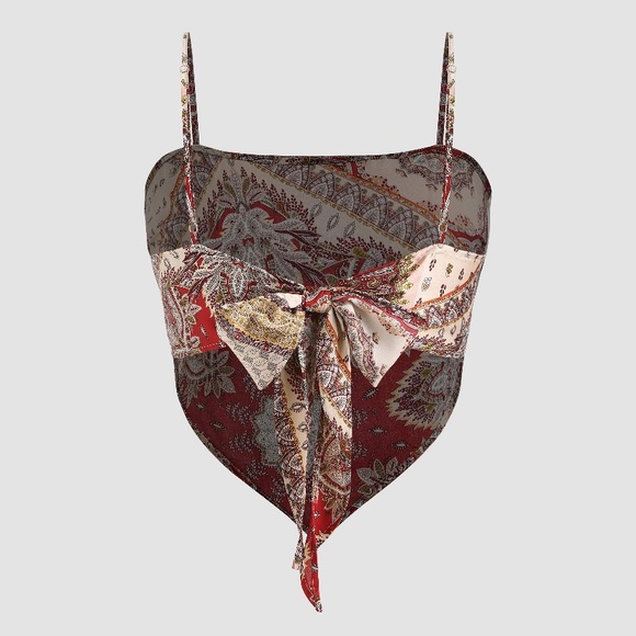 NWT Cider Curve Paisley Bow tie Bandana Top - Picture 3 of 4